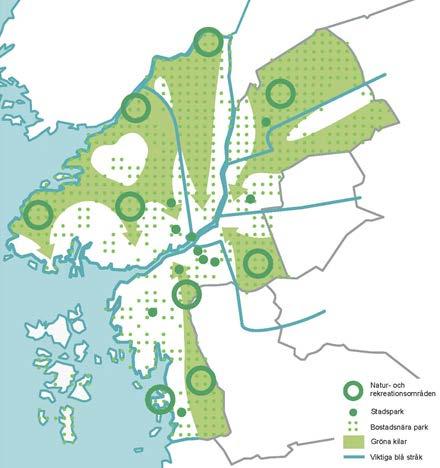 Mindre grönytor och hårdgjorda platser samt en större park med olika kvaliteter ska komplettera varandra och skapa ytor för lek, rekreation, umgänge och egna initiativ likaväl som lugn och ro.