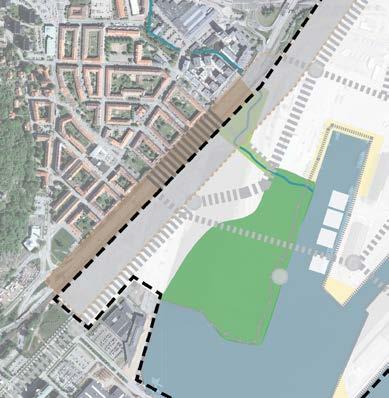 GENOMFÖRANDE Hamnbanan och Lundbyleden För sträckan mellan Brantingsmotet och Eriksbergsmotet finns en genomförbarhetsstudie med flera tänkbara alternativ för framtida sträckning.
