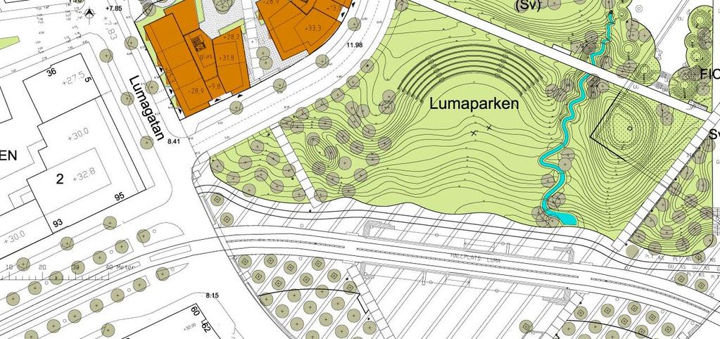 Gården nås utan nivåskillnader ifrån trapphusen.