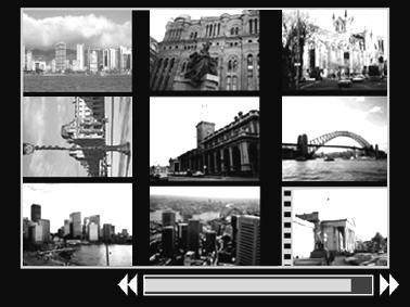 Vald bild Video Växla mellan grupper om nio bilder Hopplisten visas om du trycker zoomreglaget mot under indexvisningen, och du kan visa andra