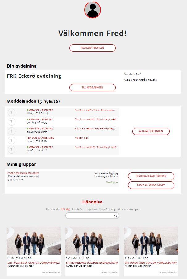 Händelser I Oma hittar du information om Röda Korsets verksamhet via en händelsekalender.