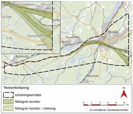 7 ALTERNATIV Korridoren möjliggör för en anslutning till angränsande etapp i öster i södra delen av utredningsområdet.