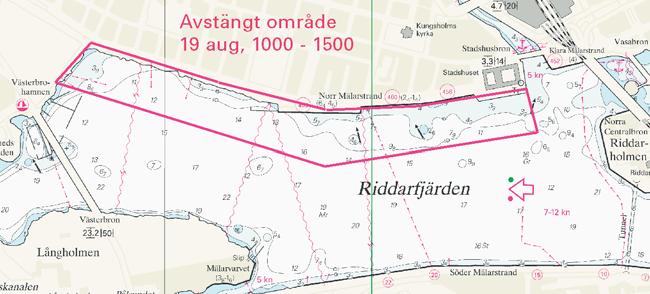 Nr 122 10 Länsstyrelsen Stockholm. Södra Östersjön / Southern Baltic * 3495 (T) Sjökort/Chart: 821 Sverige. Södra Östersjön. Karlskrona hamn. Stumholmen. Uppvisningstävling med motorbåtar.