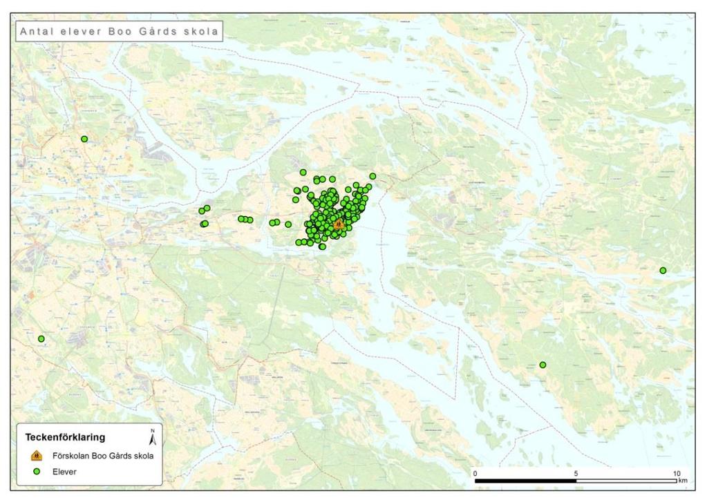 repo001.docx 2012-03-29 Analysen visar att majoriteten av eleverna bor inom en radie på 2 km till skolan (fågelvägen). Ett fåtal elever bor i närliggande kommuner.