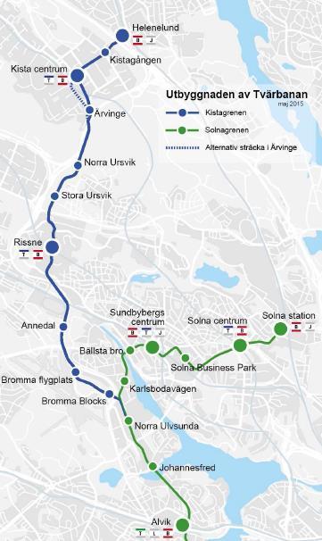Sida 3 (5) markerad i blå färg Spårsträckning Tvärbana Norr är en planerad utbyggnad av Tvärbanan.