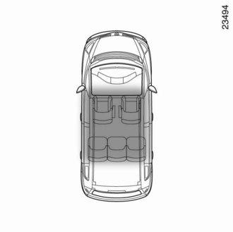 START/STOPP AV MOTOR (1/3) 1 RENAULT handsfree-kort 2 RENAULT-kortet ska sitta i kortläsaren 2 eller vara i avkänningsområdet A.