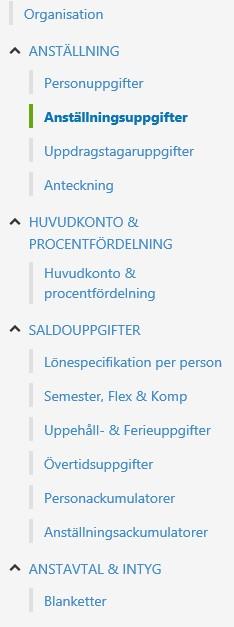 4.1. Anställningsuppgifter/Huvudkonto & Procentfördelning Anställningen läggs upp på Soltak enligt Anställningsunderlag/Anställningsavtal som