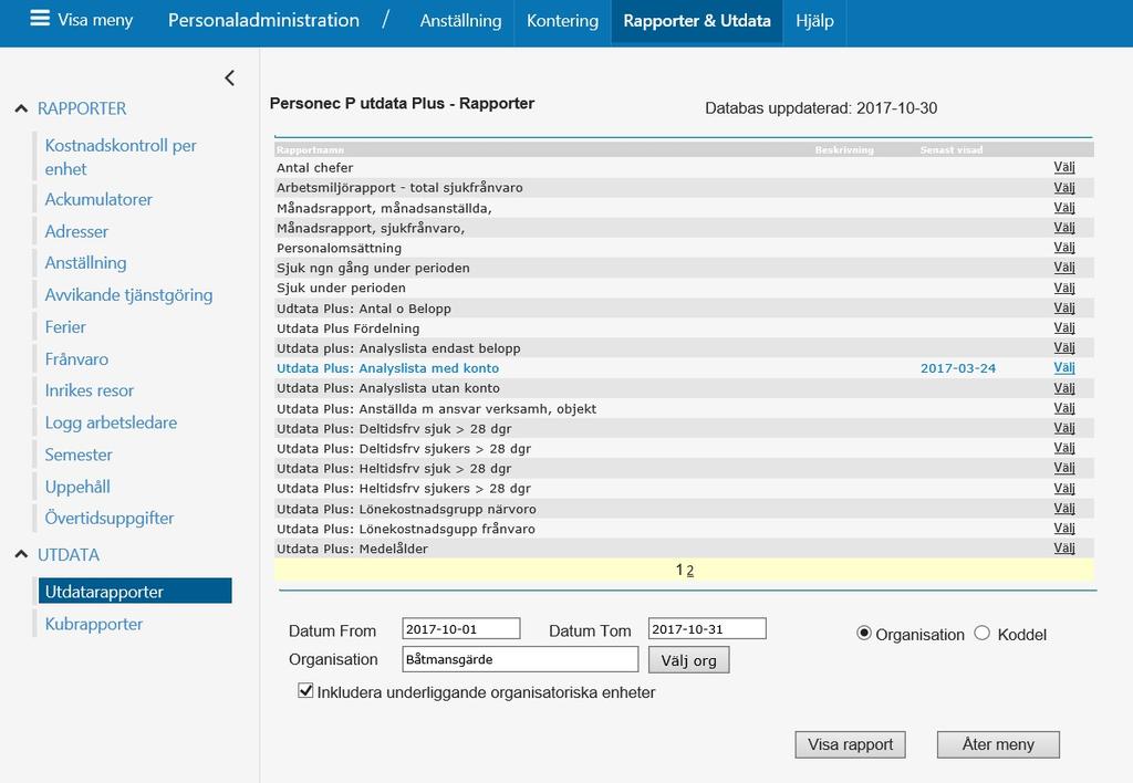 9. Analyslistor Du kan välja Analyslista med belopp,