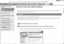 BEFORE FIRST USE... 2 OPERATION MANUALS AND HOW TO USE THEM... 4 CAUTIONS... 5 NAMES OF PARTS AND POWER INPUT... 7 HOME SCREEN... 8 PRINTER... 9 COPY... 10 FAX... 12 SCAN... 14 DOCUMENT FILING.