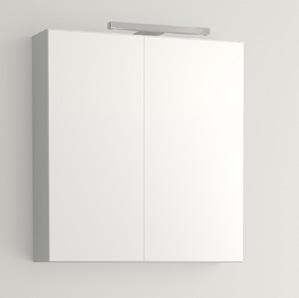WC/DUSCH ÖVERVÅNING WC/DUSCH ÖVERVÅNING Spegelskåp Spegel Spegelskåp Bas, 600 mm Kulör F20 vit Belysning Nite LED 305 krom, ej dimbar Speglar på insidan av dörrarna