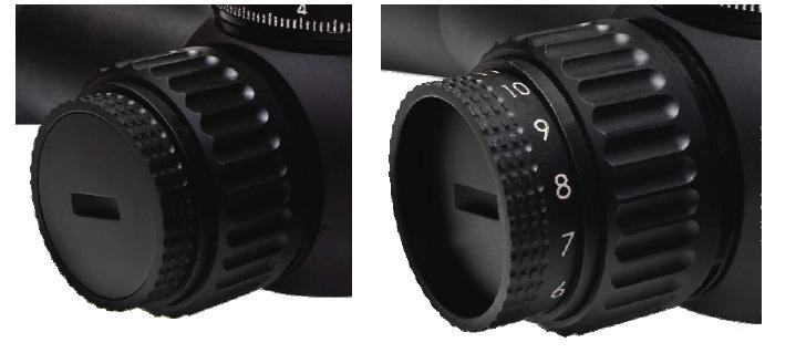 suppressor Illumination / Parallax Knob The integrated illumination and parallax knob on the left side of the scope increases the ring mounting space so rings can be mounted