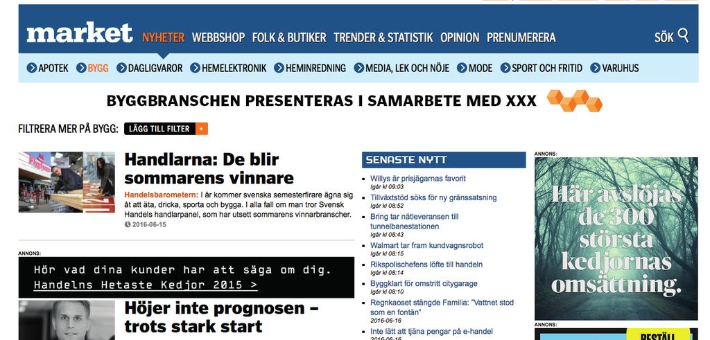 Market: Fler möjligheter Sponsra nyheter på Market.