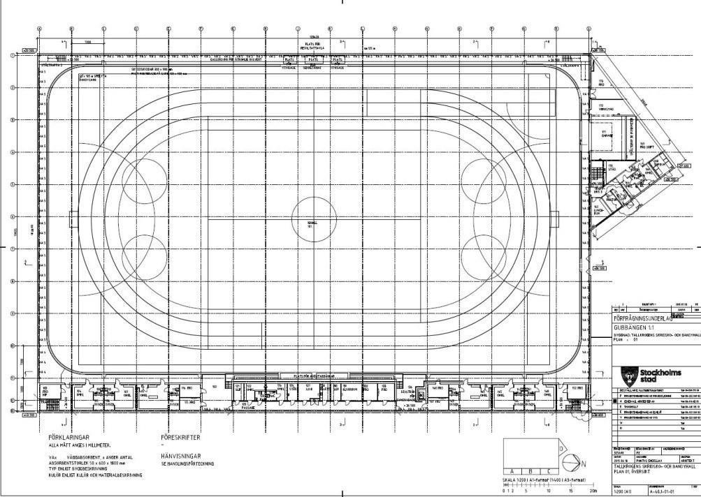 Sida 3 (5) Ritning ur förfrågningsunderlag: hallens markplan Tallkrogens bollplan utgörs av en grusyta med ungefärliga mått 130 m x 65 m.