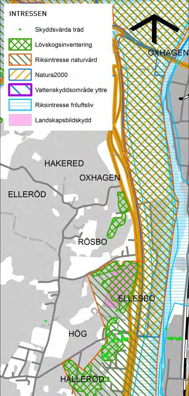 I utredningsområdets närhet finns Göta och Nodre älvs dalgångars naturreservat samt riksintresse Natura 2000