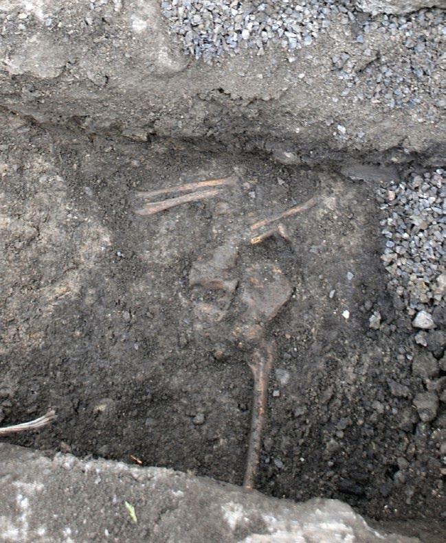 14 Tingstads kyrka Murar och gravar på kyrkogården Fig 10. Skelett A462 sett från öster.