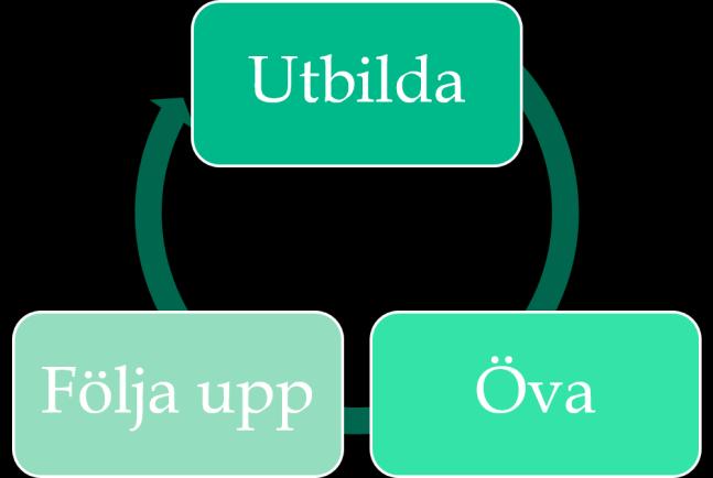 ÖVERGRIPANDE PROCESS Arbetet med att implementera strategin kommer att följa en övergripande process (se Figur 2), som förutom övningar även innefattar utbildnings- och uppföljningsaktiviteter.