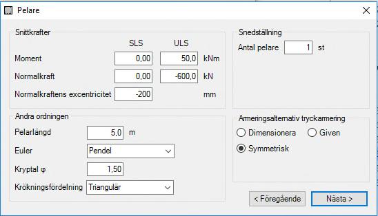 caeec220 Pelare betong Sidan 12(16) 3.2.4 Pelare Snittkrafter ULS SLS Moment Normalkrafter Andra ordningen Pelarelängd Euler Kryptal Krökningsfördelning Figur 8.