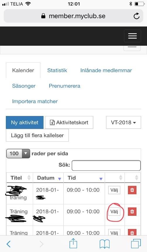 Där ser du även hur många aktiviteter som inte blivit rapporterade ännu. I detta fall är det 3 st.