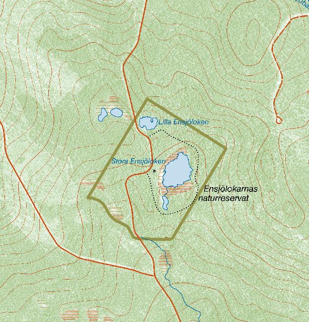 Karta tillhörande Gävleborgs läns författningssamling 511-5694-00 61-227 Ensjölokarnas naturreservat Bakgrundskarta: Fastighetskartan Skala 1:10 000 0 100 200 300 400 500 Meter Lantmäteriet, 2008.