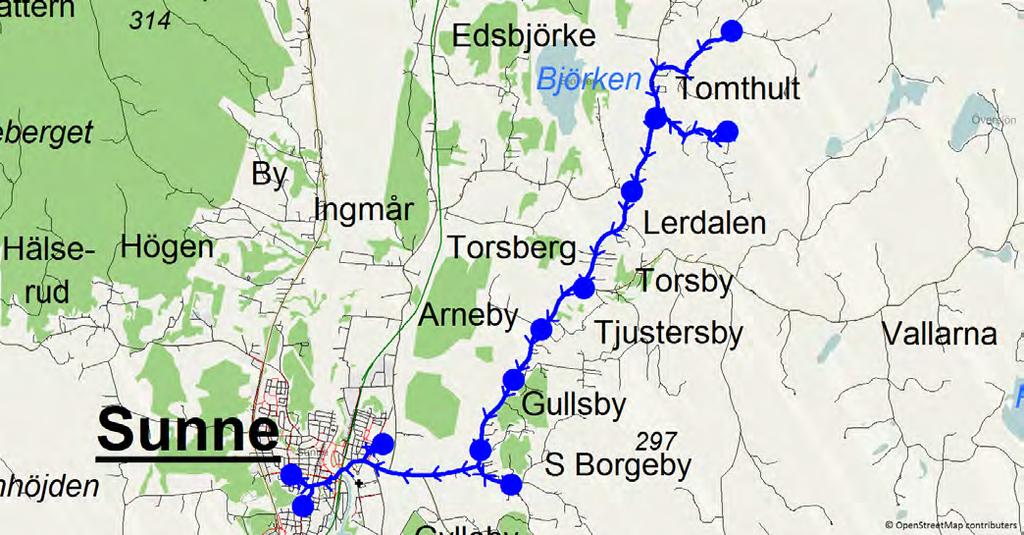 8/16/2018 12:39:59 PM Karta för Tur 6664 M - F Fordon 6681 Skolbuss 13 Sunne 6664 7.23 8.