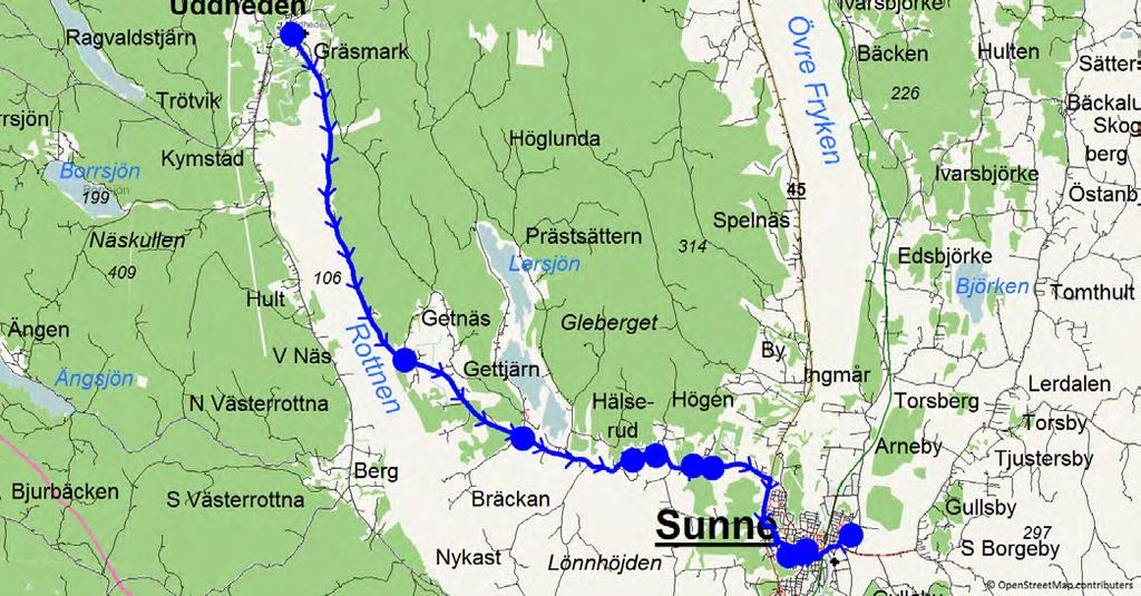 8/16/2018 12:39:23 PM Karta för Tur 6614 M - F Fordon 6611 Skolbuss 10 Sunne 6614 7.25 8.