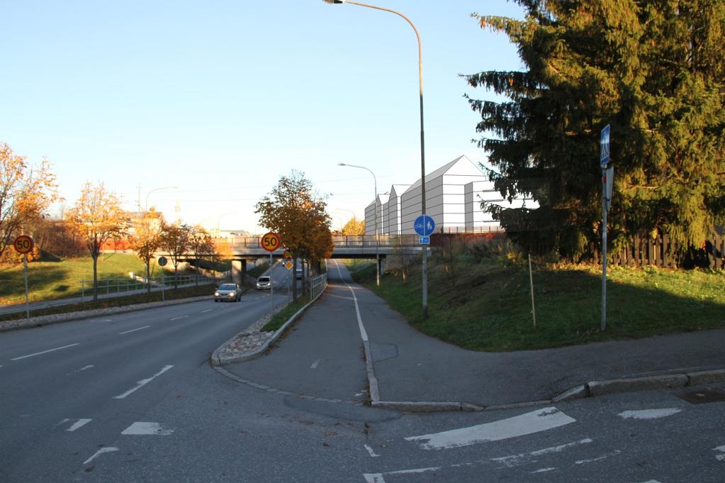 Volymstudie som visar den föreslagna bebyggelsen sedd från Gamla Uppsalagatan väster om järnvägen. VII VIII V-VI, V-VII Högsta antal våningar.