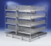 Flexibiliteten på vagnen är stor eftersom alla hyllor och spolarmar är löstagbara, vilket bidrar till att många olika sorters gods kan diskas.