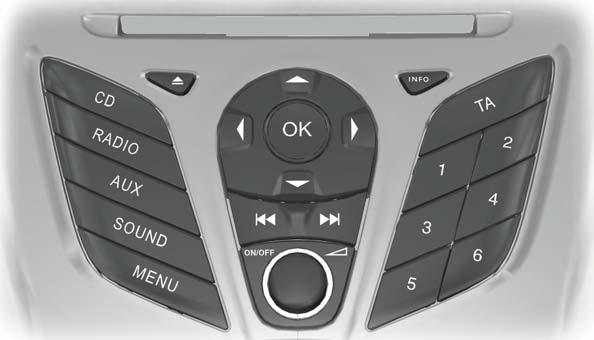 Översikt över audioenhet ÖVERSIKT ÖVER AUDIOENHET Typ 1 ANM.: Enheterna har en integrerad multifunktionsdisplay ovanför CD-öppningen. Här visas viktig information för manövreringen av audioenheten.