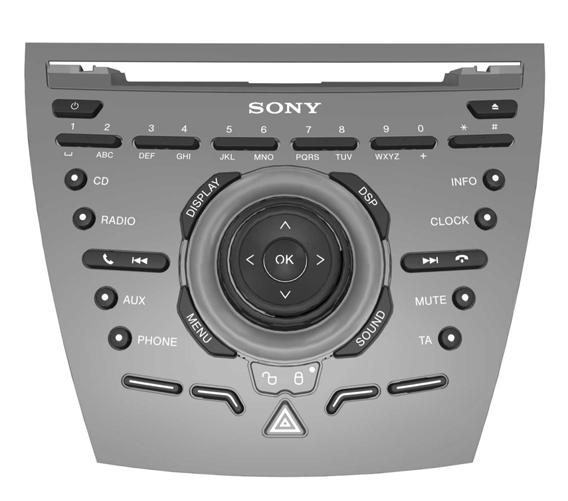 Översikt över audioenhet A B C D E F Y G X W V U T H I J K L E129074 S R Q P O N M A B C D E F G H I J Till/Från-reglage. Displaymeny. Telefonknappsats och stationsförval.