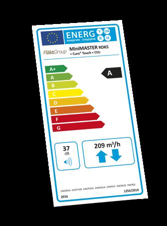 Märkningen och dokumentationen finns tillgänglig på relevanta produktsidor på FläktGroupd webbsida. Energiklassificeringen kan variera beroende på geografisk klimatzon.