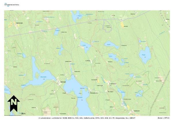 Kartan visar inventerat område i Hammarskogsån.
