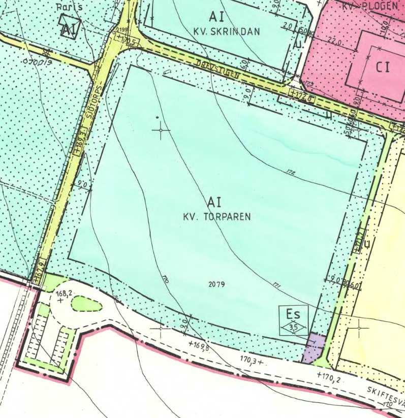 Bild: Gällande detaljplan för området Översiktsplan I den fördjupade översiktsplanen för Växjö stad, antagen av kommunfullmäktige 2012-02-28 är området utpekat som befintlig