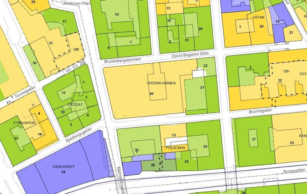 Sida 5 (7) Bebyggelse Bebyggelsen är gulklassad vilket innebär innebär att den medför positiv betydelse för stadsbilden och/eller besitter ett visst kulturhistoriskt värde.