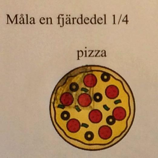 E2: Att det är en pizza som man delar på. Liksom inte två pizzor som man delar på, så tror jag.
