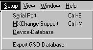 Konfiguration av nätverk med ProfiMap Export av GSD-databas Gör på följande sätt: Gå in under menyn Setup