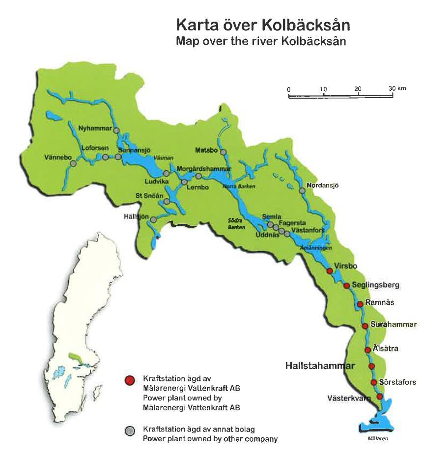 inte ensam kraftproducent i Kolbäcksån, flera kraftstationer uppströms ägs av andra företag och dessutom finns två större sjöar, Väsman och Norra Barken, som regleras av andra företag.