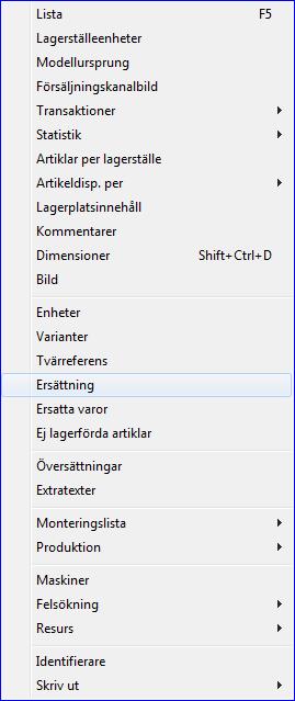 På menyn väljes Ersättning, vilket