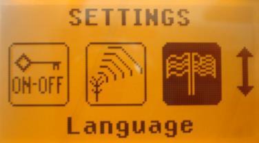 Select Language (Välj språk) erbjuder språkalternativ för texten på huvudmenyn.