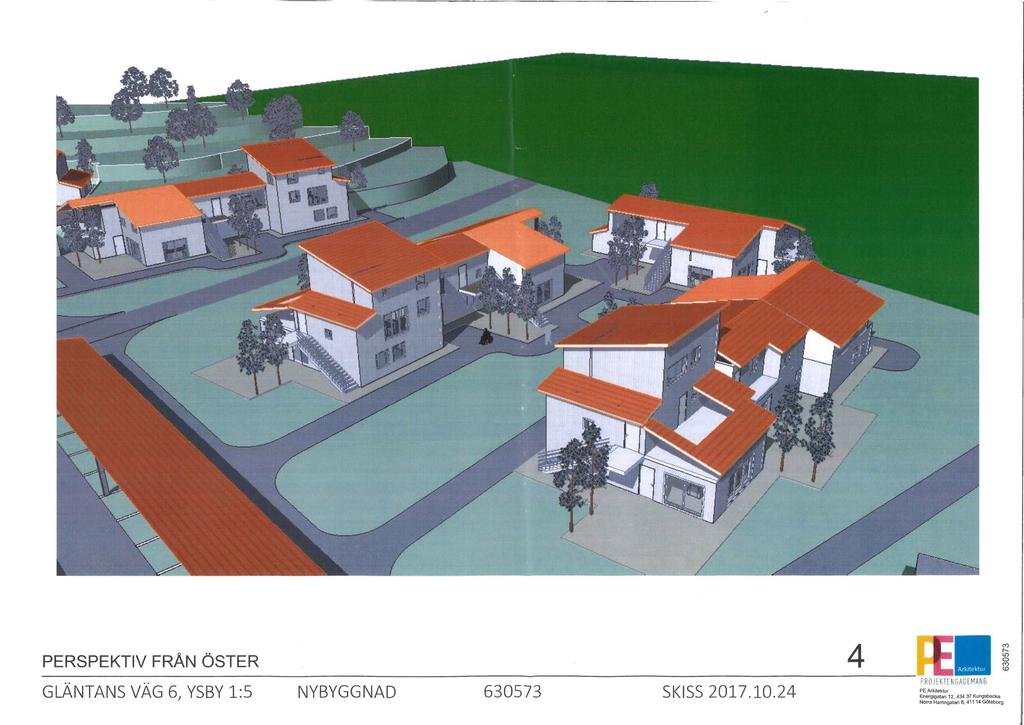 4 PERSPEKTIV FRÅN ÖSTER.... GLANTANS VAG 6, YSBY 1:5 NYBYGGNAD 630573 SKISS 2017.10.