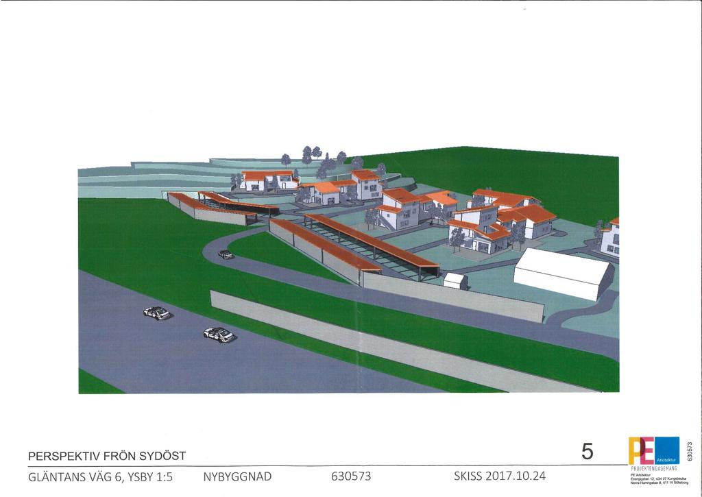 PERSPEKliV FRÖN SYDÖST.... GLANTANS VAG 6, YSBY 1:5 NYBYGGNAD 630573 SKISS 2017.10.