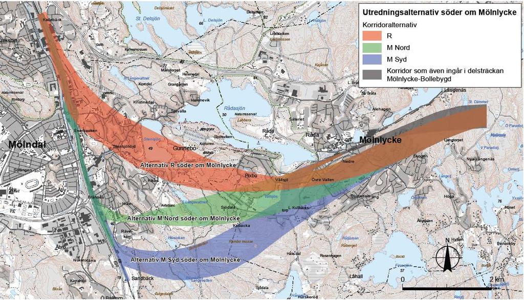 Utredningsalternativ Almedal Mölnlycke Positivt med ny stambana klarar 2 timmar Göteborg Stockholm i alla alternativ