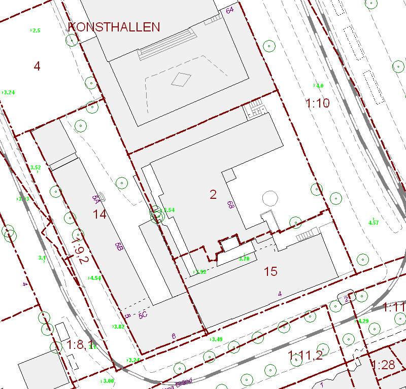 13 (13) Flygelbyggnad (3 vån) Huvudbyggnad, (ev 4 vån) Förgård (ej bebyggd, möjligen