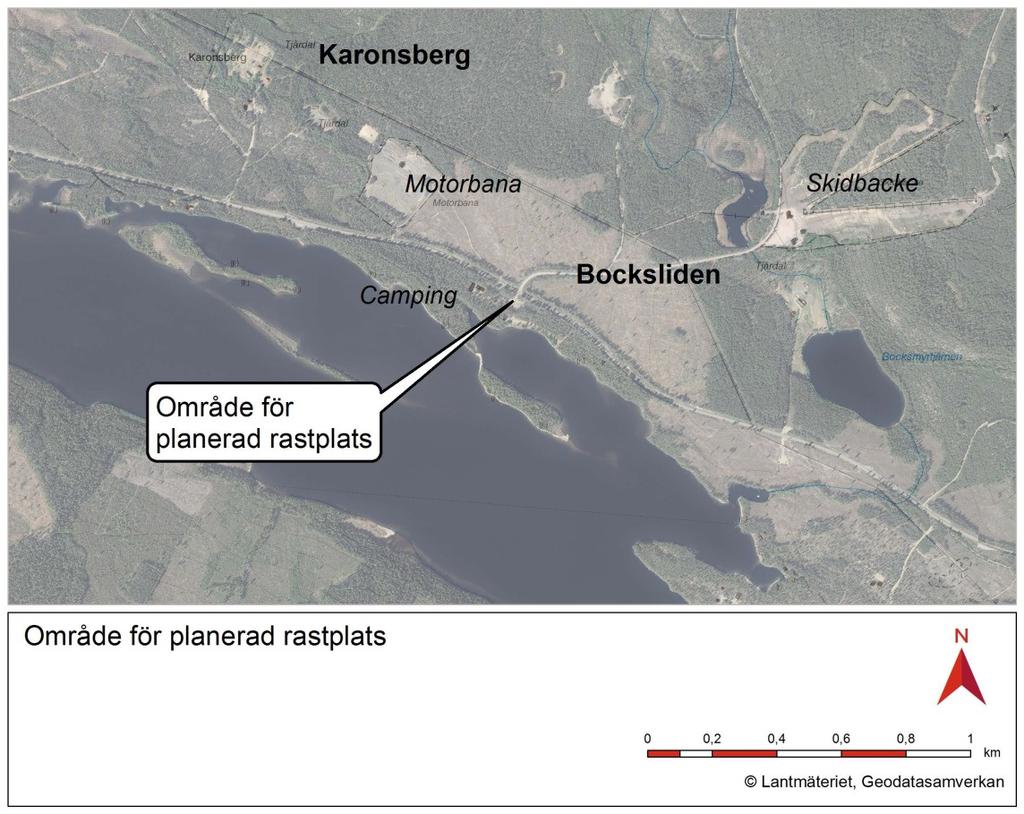 3. Avgränsningar 3.1. Geografisk avgränsning Området för den föreslagna rastplatsen är beläget intill väg E12 vid Bocksliden i Lycksele kommun, Västerbottens län.