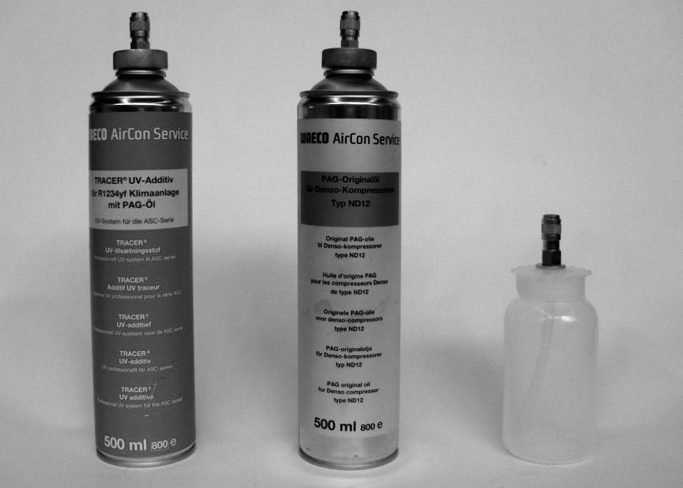 Första idrifttagande ASC5000, ASC5000G 7.9 Mata in behållarnas storlek För ny olja och spårmedel kan man använda behållare (tillbehör) på 500 ml (B) eller 250 ml (C).