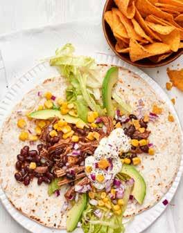 familj v Tortillas med pulled pork och avokado cirka 0 min c Näringsinnehåll/portion: Energi: kj/ 0 kcal. Protein, g. Fett, g. Kolhydrater, g.