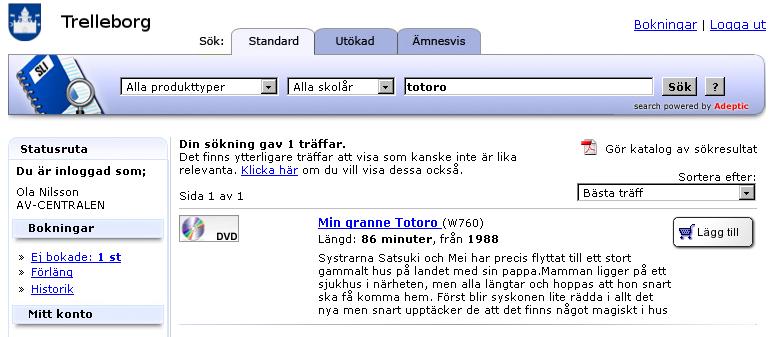 Boka film 1. För att boka film på nätet loggar du in på http://www.sli.se 2. Skriv in vad du söker i sökrutan: 3.