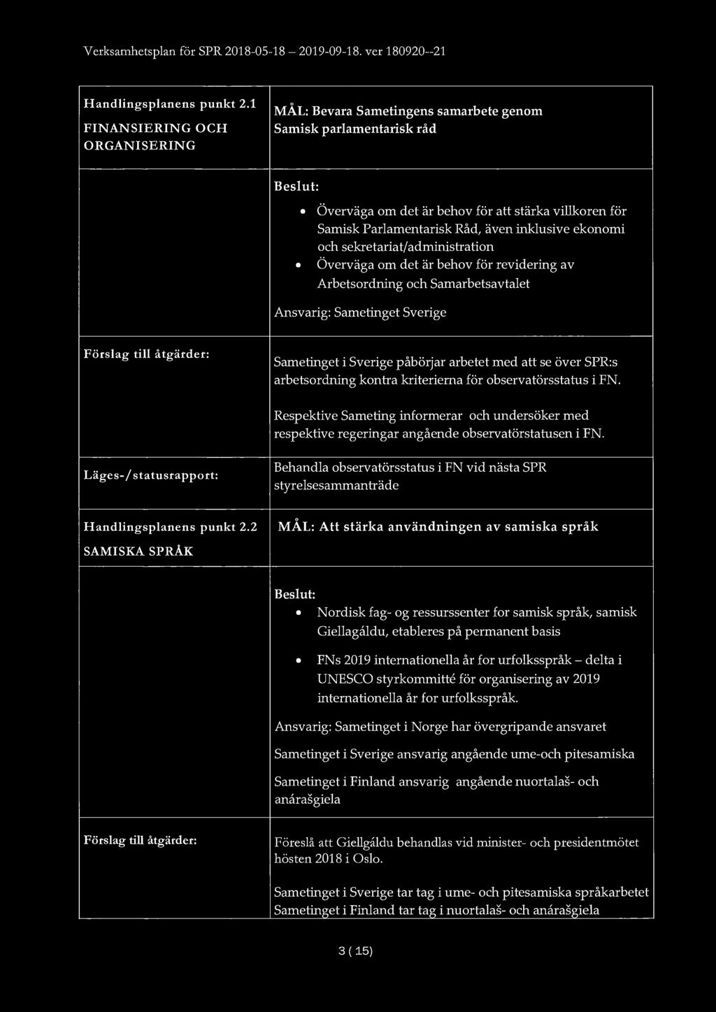 Verksamhetsplan för SPR 2018-05-18-2019-09-18.