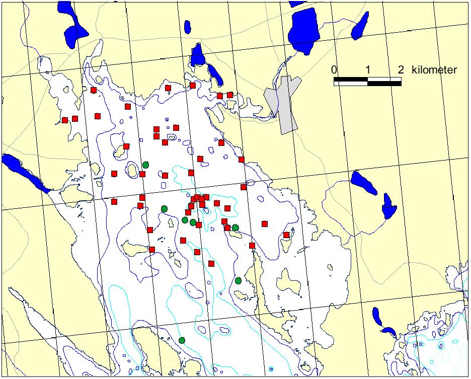 Samordnat program för övervakning av kustfisk i provfiske Nordiska nät Kustöversiktsnät djupkurva 3 m djupkurva 6 m djupkurva 1 m djupkurva 2 m 22 2'