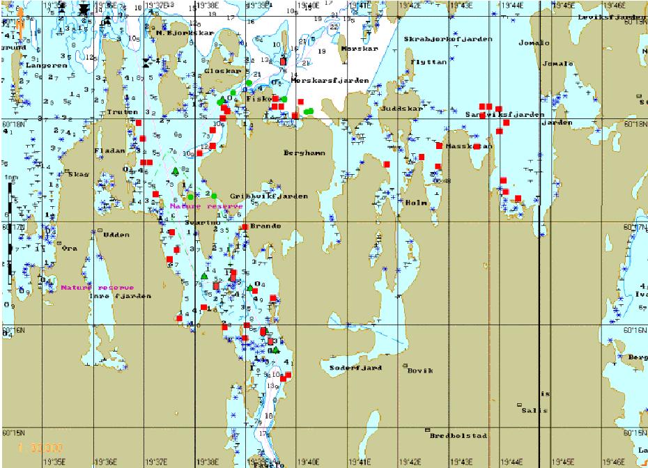 Samordnat program för övervakning av kustfisk i 6 28' 6 26' provfiske Nordiska nät Kustöversiktsnät djupkurva 3