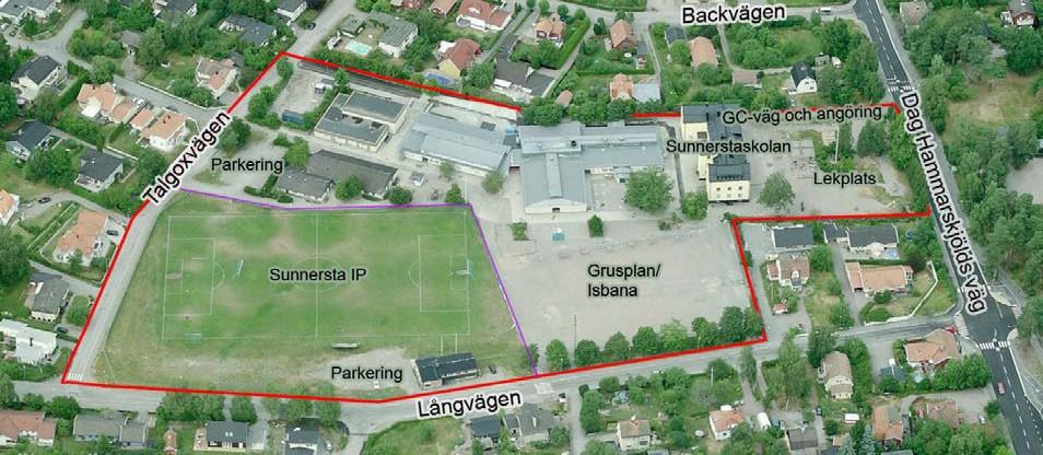 Bilderna visar den gång- och cykelväg, skola samt fotbollsplan som finns inom planområdet. Kulturmiljö Planområdet ligger i anslutning till riksintresset för kulturmiljövården, Uppsalastad C40.
